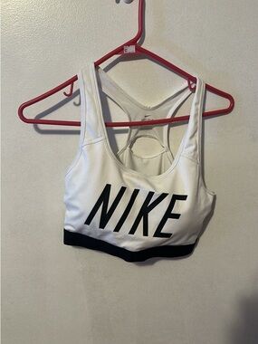 Nike White Sports Bra with Black Logo & Band